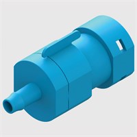 Blue Plastic Quick-Connect 1/4 Turn Coupling, Valved, 1/8" ID Barb to Female Socket Connector