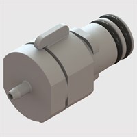 Grey Plastic Quick-Connect 1/4 Turn Coupling, Valved, 1/16" ID Barb to Male Plug Connector