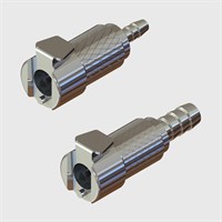 Chrome Plated Brass Coupling Barbed Sockets - 1/8" Flow Thumb Latch - Valved - Q2 Series