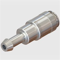 Quick Connect Socket x .256" OD Barb, Non-Valved, Nickel Plated Brass