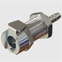 Chrome Plated Brass Panel Mount Socket Coupling, 3.2mm (1/8") ID Tube, Non-Valved, 1/8" Flow - Q2 Series