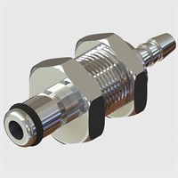 Chrome Plated Brass Panel Mount Plug Coupling, Buna-N Seal, 3.2mm (1/8") ID Tube, Non-Valved, 1/8" Flow - Q2 Series