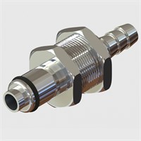 Chrome Plated Brass Panel Mount Plug Coupling, Buna-N Seal, 6.4mm (1/4") ID Tube, Valved, 1/4" Flow - Q4 Series