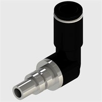 Quick-Connect Coupling, Elbow Plug, NP Brass, Non-Valved, 6 mm Push-in Connector