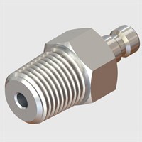 Quick Connect Plug x 1/8" NPT Male Thread, Non-Valved, Nickel Plated Brass