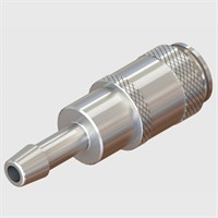 Quick Connect Socket x .200" OD Barb, Non-Valved, Nickel Plated Brass
