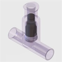 Luer Lock Access Needle Free T-Port Check Valve, Female Luer Lock, Bondable Tube Ports, Clear PC
