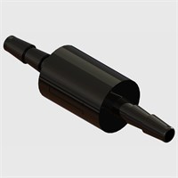 0.025" Orifice Restrictor with 100 micron filter, 1/16" Barbed Ports, Polycarbonate