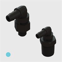 1/8" Multi-Barb Thread to Tube Swivel Elbows - Various Threads