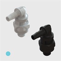 3/32" Multi-Barb Thread to Tube Swivel Elbows cw Undercut O-ring Seal - Various Materials