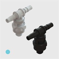 3/32" Multi-Barb Thread to Tube Swivel Tees cw Undercut O-ring Seal - Various Materials