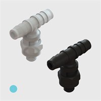 .170" Multi-Barb Thread to Tube Swivel Tees cw Undercut O-ring Seal - Various Materials