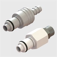 Thumb Latch Couplings - 1/4" Flow, Plugs, Valved, Metal latch - Acetal - Q4 Series